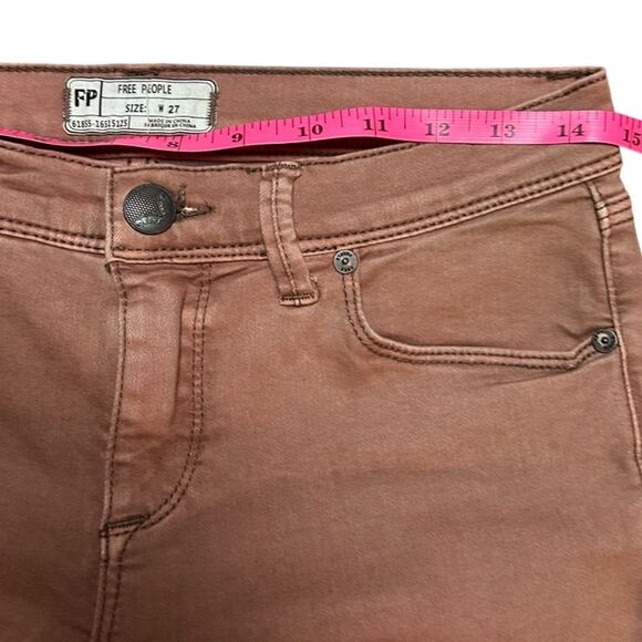 FREE PEOPLE Womens 27 Brownish Skinny Mid-rise Jeans Stretch Denim Cotton. EUC - Picture 4 of 7